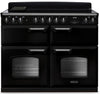 Rangemaster CLDL90DFPGBL/AB1 Classic Deluxe 90cm Dual Fuel Range Cooker - Gloss Black/Antique Brass Trim