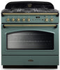 Rangemaster CLAS90FXDFFMG/B Classic FX 90cm Dual Fuel Range Cooker - Green/Brass Trim