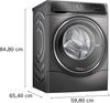 Bosch Series 8 WNC254ARGB Wifi Connected I-Dos 10.5Kg / 6Kg Washer Dryer With 1400 Rpm - Cast Iron Grey - D Rated