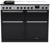 Rangemaster EDDLB110EIGBLK/CM1 Edge Deluxe BC 110cm Induction Range Cooker - Black Glass/Chrome Trim