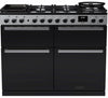 Rangemaster EDDLB110DFGBLK/CM1 Edge Deluxe BC 110cm Dual Fuel Range Cooker - Black Glass/Chrome Trim