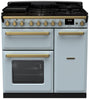 Rangemaster ESDL90DFPMSB/AB1 Estel Deluxe 90cm Dual Fuel Range Cooker - Misty Blue/Antique Brass Trim