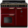 Rangemaster CLDL100DFPBOR/AB1 Classic Deluxe 100cm Dual Fuel Range Cooker - Bordeaux/Antique Brass Trim