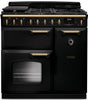 Rangemaster CLDL90DFPCBL/AB1 Classic Deluxe 90cm Dual Fuel Range Cooker - Charcoal Black/Antique Brass Trim
