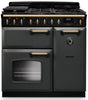 Rangemaster CLDL90DFPSLT/AB1 Classic Deluxe 90cm Dual Fuel Range Cooker - Slate/Antique Brass Trim