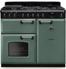 Rangemaster CLDL100DFPMGR/CM1 Classic Deluxe 100cm Dual Fuel Range Cooker - Mineral Green/Chrome Trim