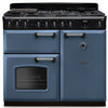 Rangemaster CLDL100DFPSTB/CM1 Classic Deluxe 100cm Dual Fuel Range Cooker - Stone Blue/Chrome Trim