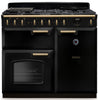 Rangemaster CLDL100DFPCBL/AB1 Classic Deluxe 100cm Dual Fuel Range Cooker - Charcoal Black/Antique Brass Trim