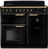 Rangemaster CLDL100EIPGBL/AB1 Classic Deluxe 100cm Induction Range Cooker - Gloss Black/Antique Brass Trim