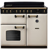 Rangemaster CLDL100EIPPCR/AB1 Classic Deluxe 100cm Induction Range Cooker - Pale Cream/Antique Brass Trim