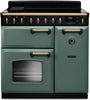 Rangemaster CLDL90EIPMGR/AB1 Classic Deluxe 90cm Induction Range Cooker - Mineral Green/Antique Brass Trim