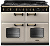 Rangemaster CLDLB110DFPPCR/AB1 Classic Deluxe BC 110cm Dual Fuel Range Cooker - Pale Cream/Antique Brass Trim