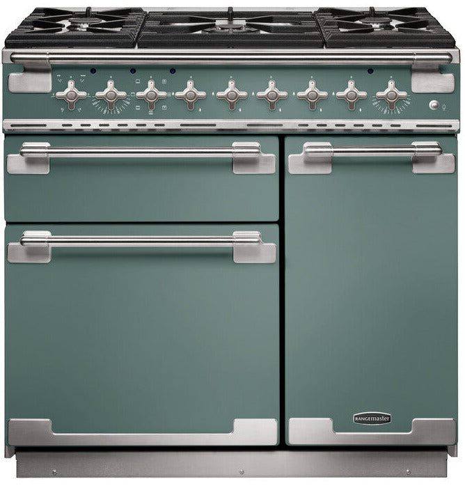 Rangemaster ELS90DFFMG/ Elise 90cm Dual Fuel Range Cooker - Mineral Green
