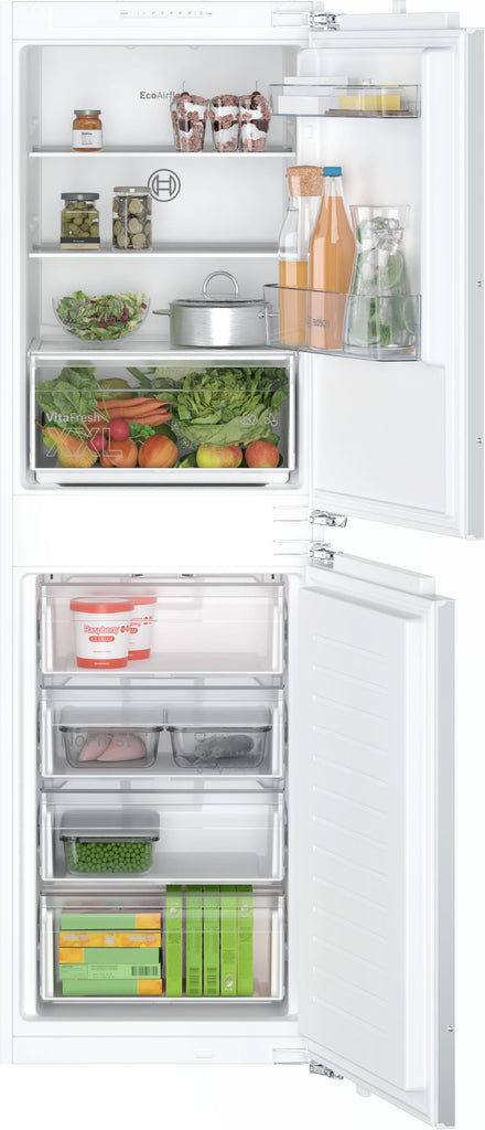 Bosch Series 2 KIN85NFE0G Integrated Frost Free Fridge Freezer with Fixed Door Fixing Kit - White - E Rated