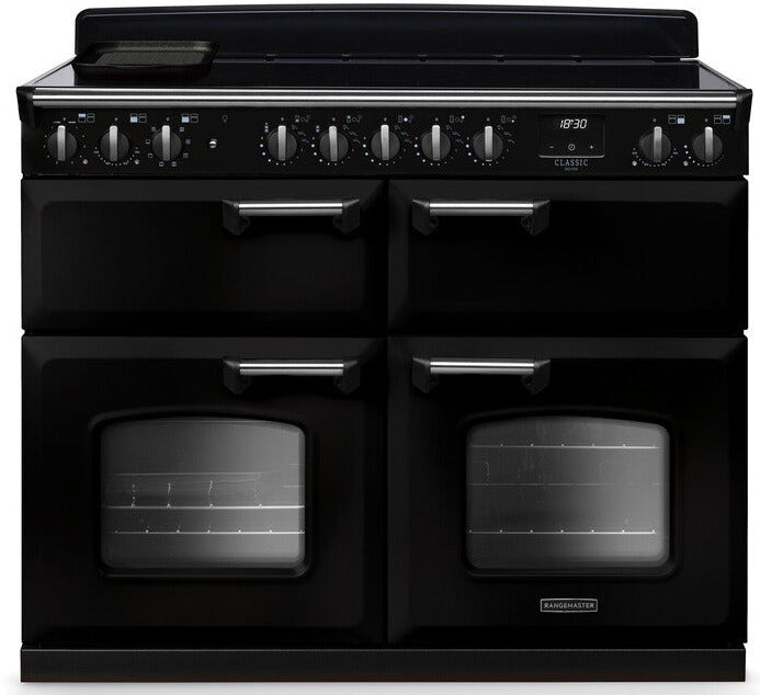 Rangemaster CLDLB110EIPGBL/CM1 Classic Deluxe BC 110cm Induction Range Cooker - Gloss Black/Chrome Trim