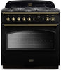 Rangemaster CLAS90FXDFFBL/B Classic FX 90cm Dual Fuel Range Cooker - Black/Brass Trim