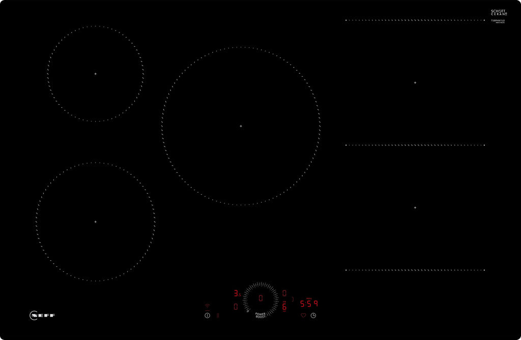 Neff N70 T58PHW1L0 Wifi Connected 80cm Induction Hob - Flush Mount - Black