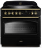 Rangemaster CLAS90FXEIBL/B Classic FX 90cm Electric Range Cooker with Induction Hob - Black/Brass Trim