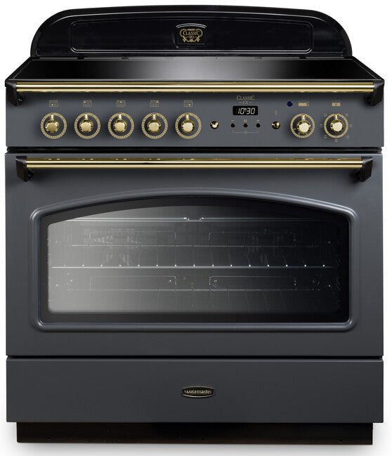 Rangemaster CLAS90FXEISL/C Classic FX 90cm Electric Range Cooker with Induction Hob - Slate/Chrome Trim