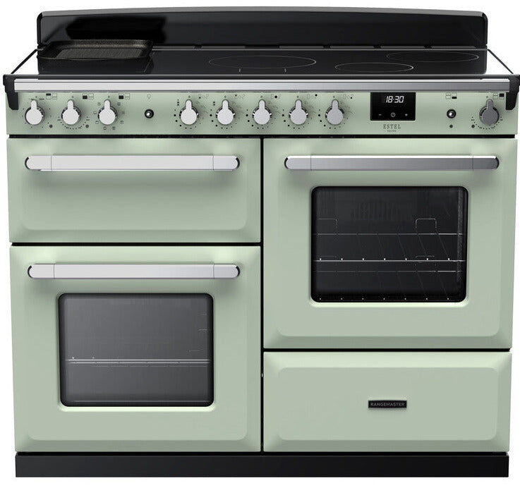 Rangemaster ESDLO110EIPMNT/CM1 Estel Deluxe OC 110cm Induction Range Cooker - MInt/Chrome Trim