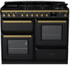 Rangemaster ESDLO110DFPGBL/AB1 Estel Deluxe OC 110cm Dual Fuel Range Cooker - Gloss Black/Antique Brass Trim