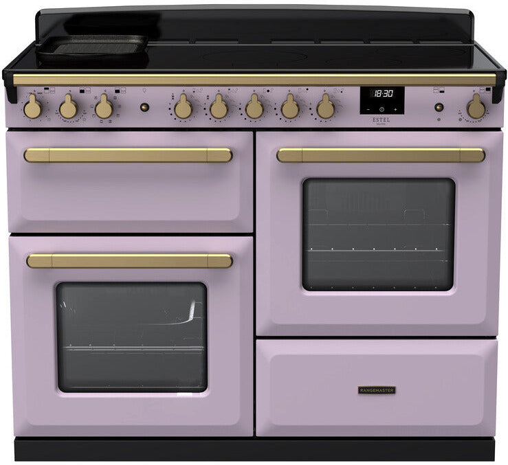 Rangemaster ESDLO110EIPHTH/AB1 Estel Deluxe OC 110cm Induction Range Cooker - Heather/Antique Brass Trim