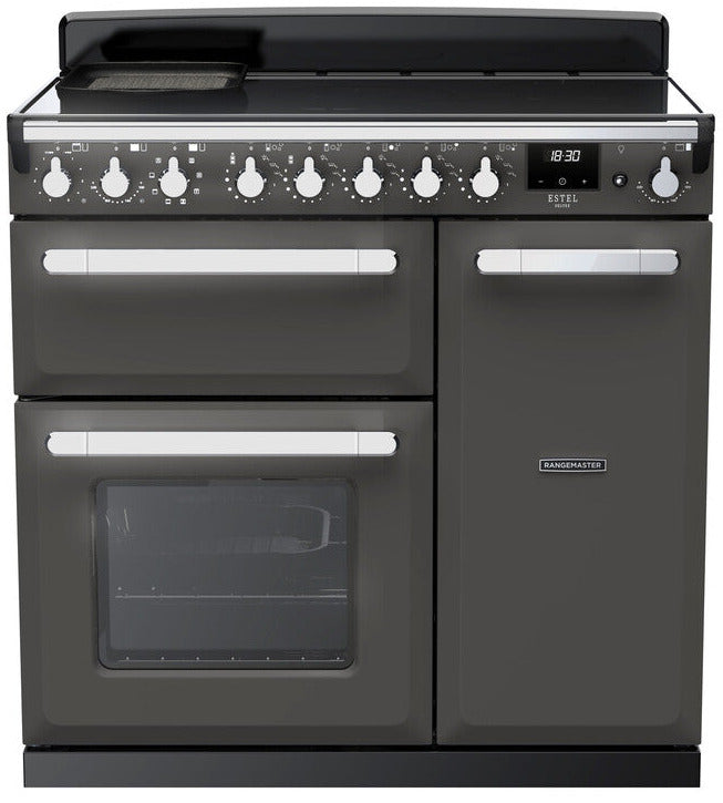Rangemaster ESDL90EIPSLT/CM1 Estel Deluxe 90cm Induction Range Cooker - Slate/Chrome Trim