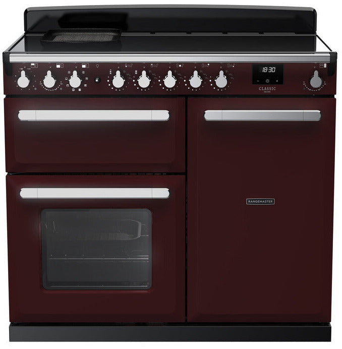 Rangemaster ESDL100EIPBOR/CM1 Estel Deluxe 100cm Induction Range Cooker - Bordeaux/Chrome Trim