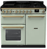 Rangemaster ESDL100DFPMNT/AB1 Estel Deluxe 100cm Dual Fuel Range Cooker - Mint/Antique Brass Trim