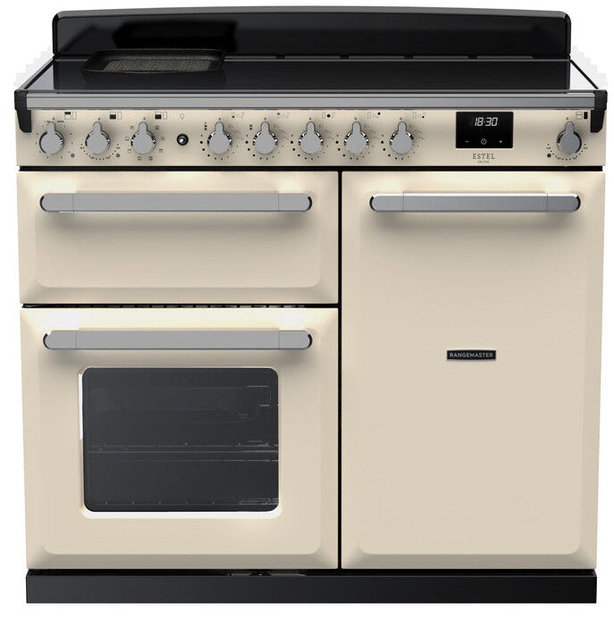 Rangemaster ESDL100EIPPCR/CM1 Estel Deluxe 100cm Induction Range Cooker - Pale Cream/Chrome Trim
