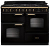 Rangemaster CLDLO110DFPGBL/AB1 Classic Deluxe OC 110cm Dual Fuel Range Cooker - Gloss Black/Antique Brass Trim