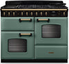 Rangemaster CLDLO110DFPMGR/AB1 Classic Deluxe OC 110cm Dual Fuel Range Cooker - Mineral Green/Antique Brass Trim