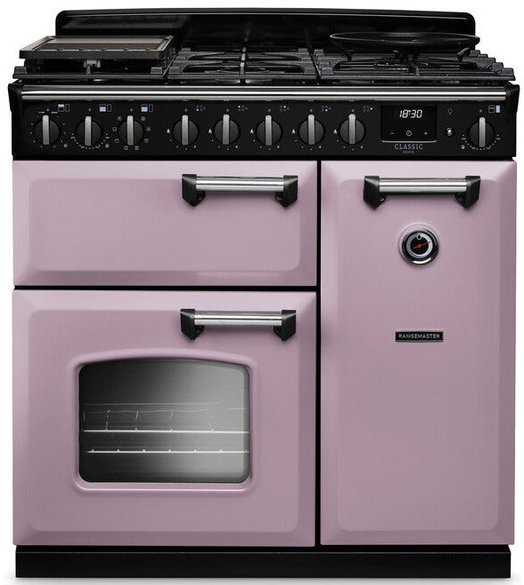 Rangemaster CLDL90DFPHTH/CM1 Classic Deluxe 90cm Dual Fuel Range Cooker - Heather/Chrome Trim