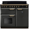 Rangemaster CLDL100EIPSLT/AB1 Classic Deluxe 100cm Induction Range Cooker - Slate/Antique Brass Trim