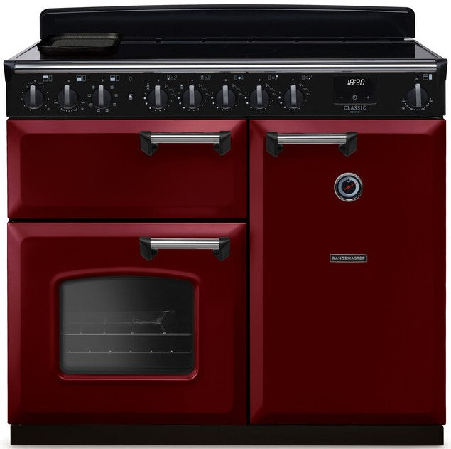 Rangemaster CLDL100EIPBOR/CM1 Classic Deluxe 100cm Induction Range Cooker - Bordeaux/Chrome Trim