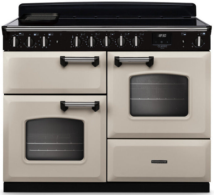 Rangemaster CLDLO110EIPPCR/CM1 Classic Deluxe OC 110cm Induction Range Cooker - Pale Cream/Chrome Trim