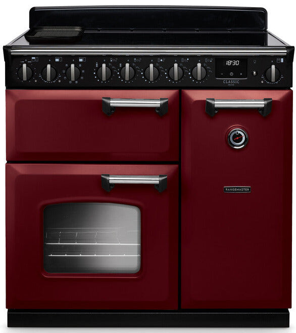 Rangemaster CLDL90EIPBOR/CM1 Classic Deluxe 90cm Induction Range Cooker - Bordeaux/Chrome Trim