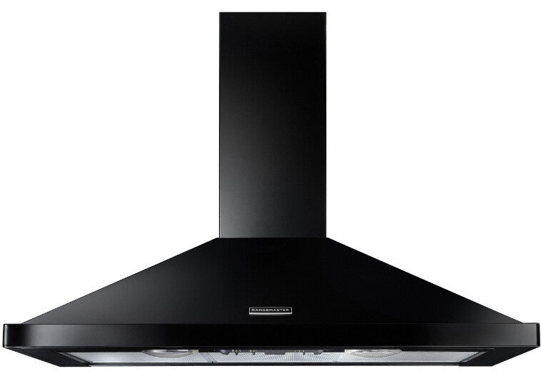 Rangemaster RHDC110BL/C 110cm Chimney Hood - Black/Chrome Badge