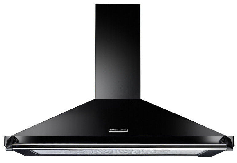 Rangemaster RCLAHDC90BL/C Classic 90cm Chimney Hood - Black/Chrome Rail