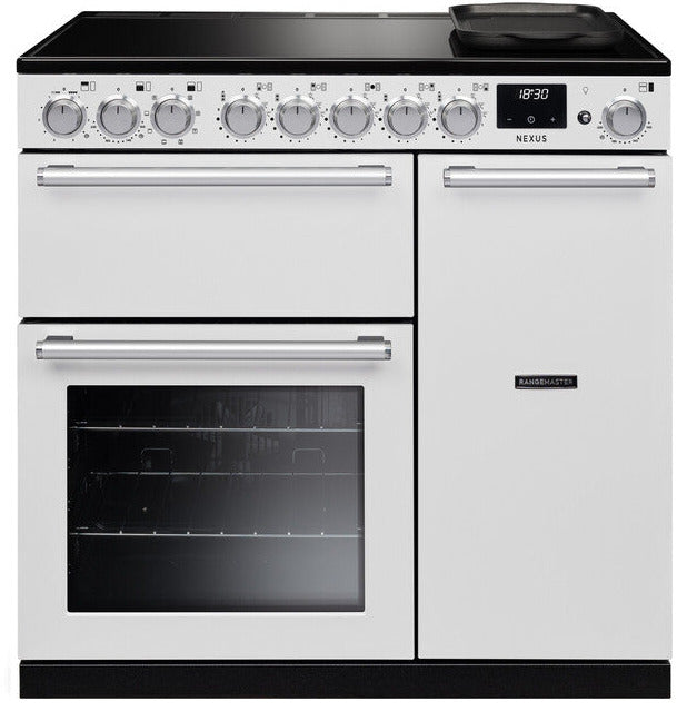 Rangemaster NEX90EIPWHT/CM1 Nexus Deluxe 90cm Electric Range Cooker with Induction Hob - White