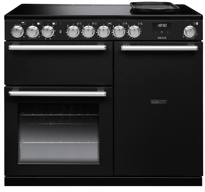 Rangemaster NEX100EIPCBL/CM1 Nexus Deluxe 100cm Electric Range Cooker with Induction Hob - Charcoal Black
