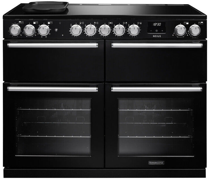 Rangemaster NEXB110EIPGBL/CM1 Nexus Deluxe BC 110cm Electric Range Cooker with Induction Hob - Gloss Black
