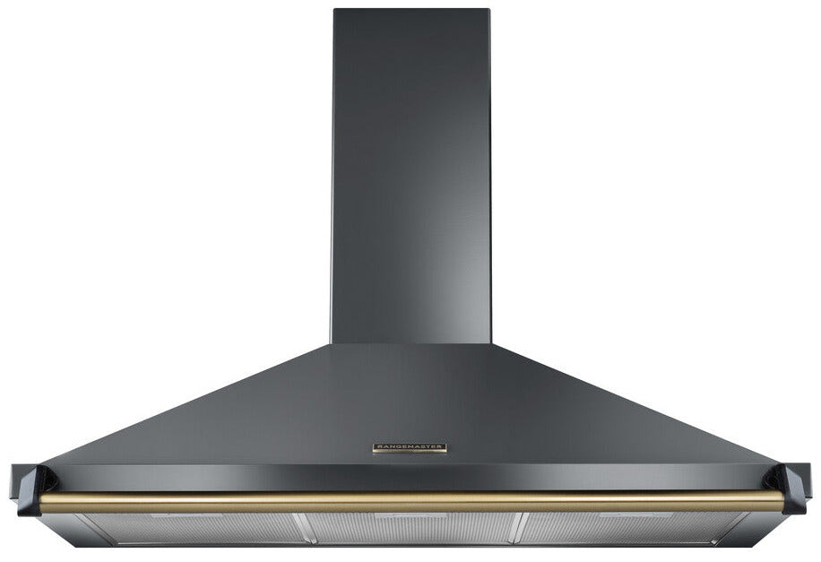 Rangemaster RCLAHDC90SL/B Classic 90cm Chimney Hood - Slate/Brass Rail