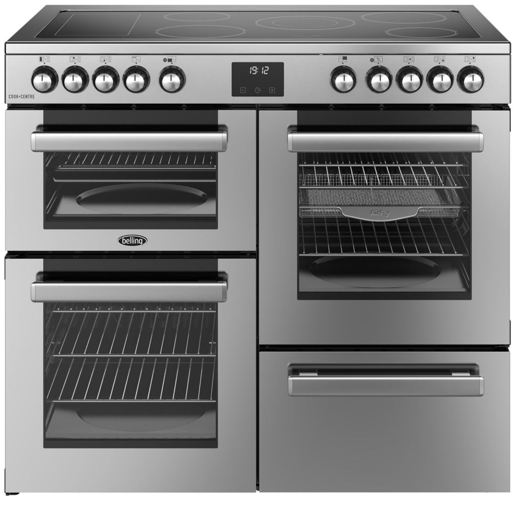 Belling Cookcentre 100E 100cm Electric Range Cooker with Ceramic Hob - Stainless Steel