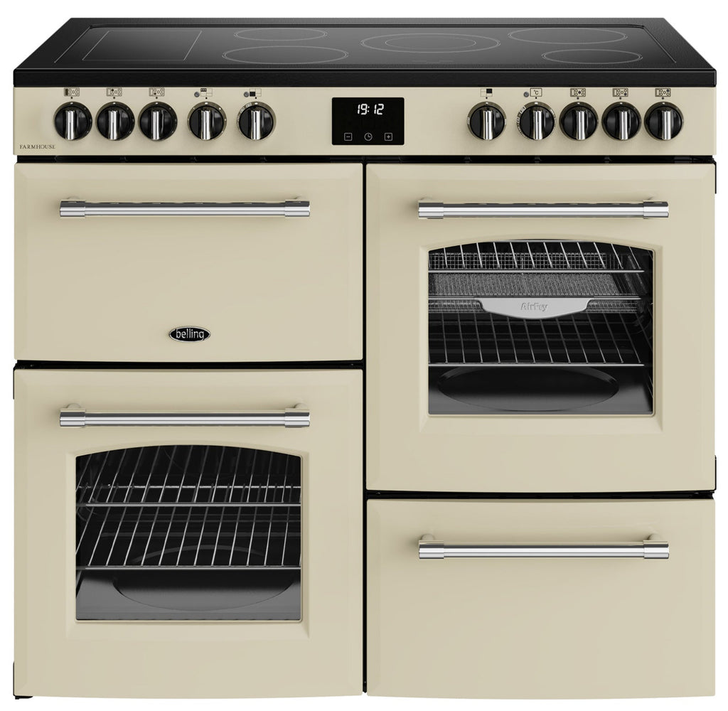 Belling Farmhouse 100E 100cm Electric Range Cooker with Ceramic Hob - Cream