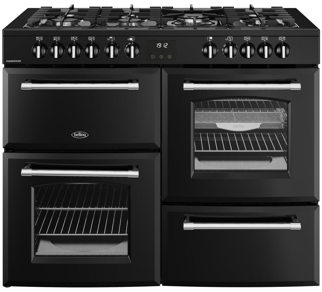 Belling Farmhouse 110DF 110cm Dual Fuel Range Cooker - Black