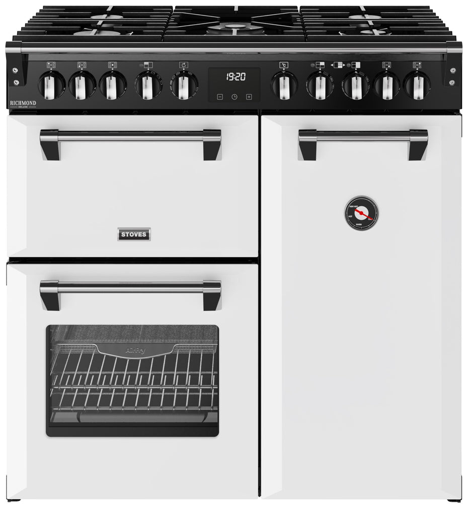 Stoves Richmond Deluxe 90DF 90cm Dual Fuel Range Cooker - Ice White