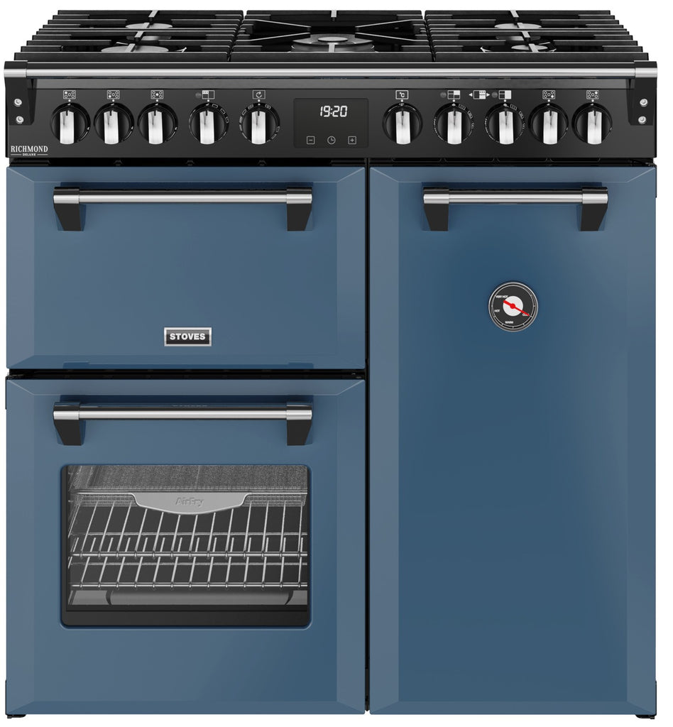 Stoves Richmond Deluxe 90DF 90cm Dual Fuel Range Cooker - Twilight Blue