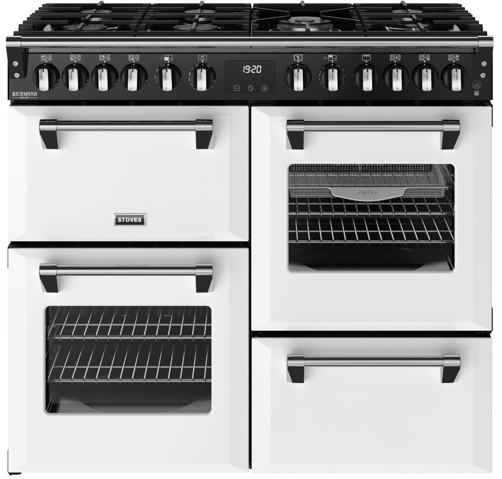 Stoves Richmond Deluxe 100DF 100cm Dual Fuel Range Cooker - Ice White
