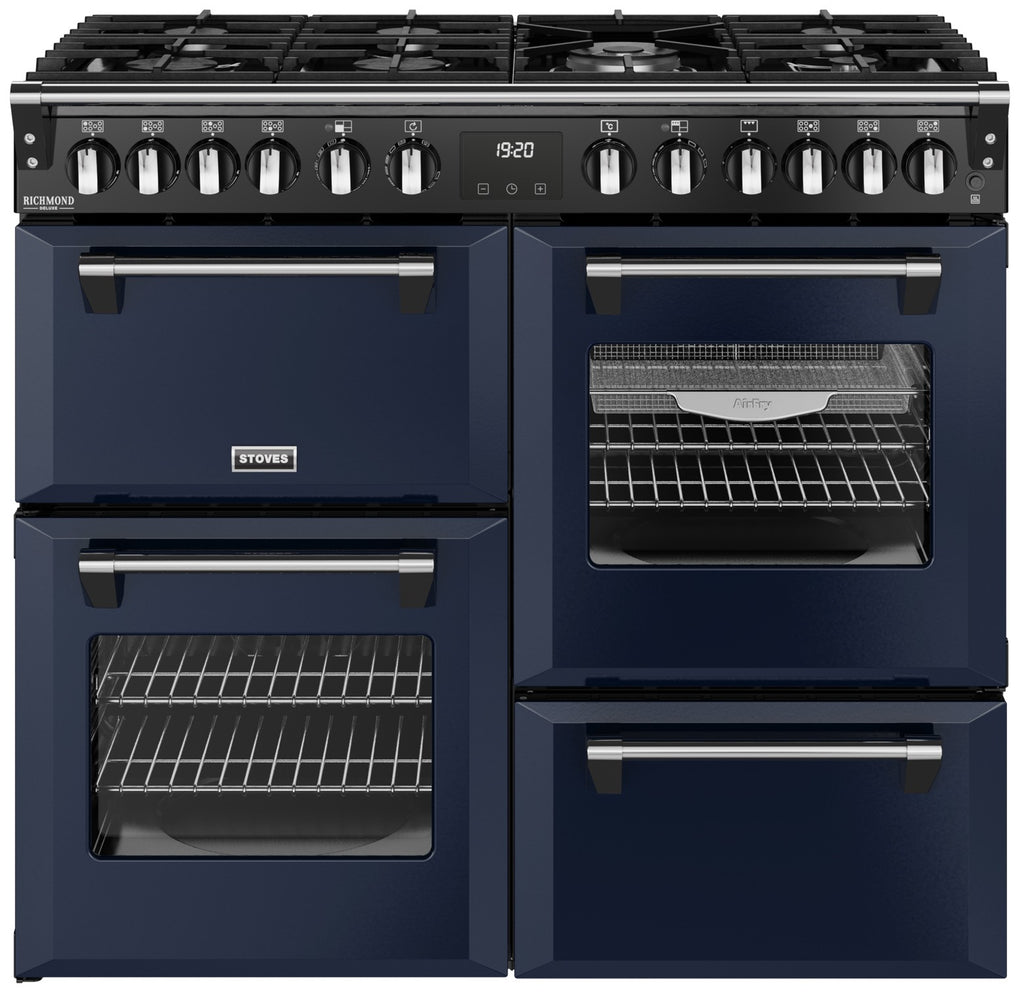 Stoves Richmond Deluxe 100DF 100cm Dual Fuel Range Cooker - Midnight Blue